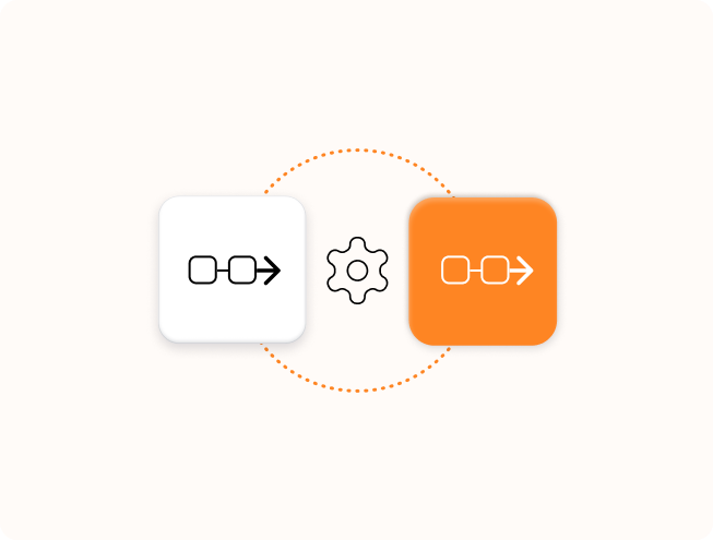 An illustration to represent a tech workflow on an orange background