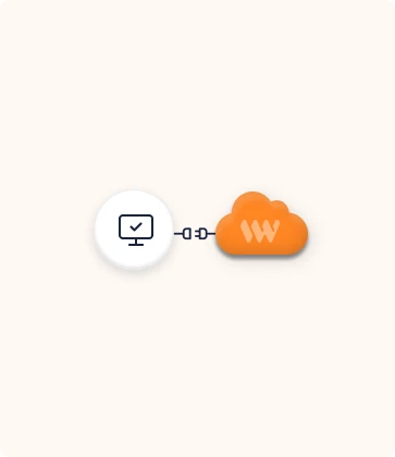 An illustration of icons that represent integrations from systems to the LanguageWire TMS on an orange background