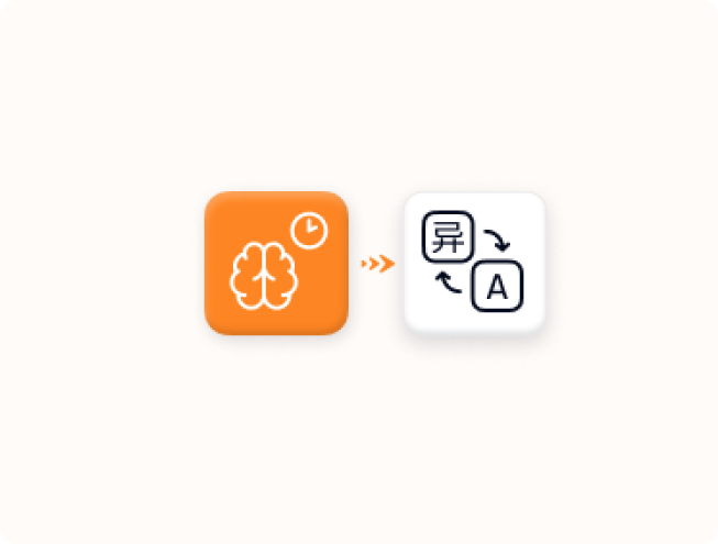 An illustration that represents translation memory on an orange background
