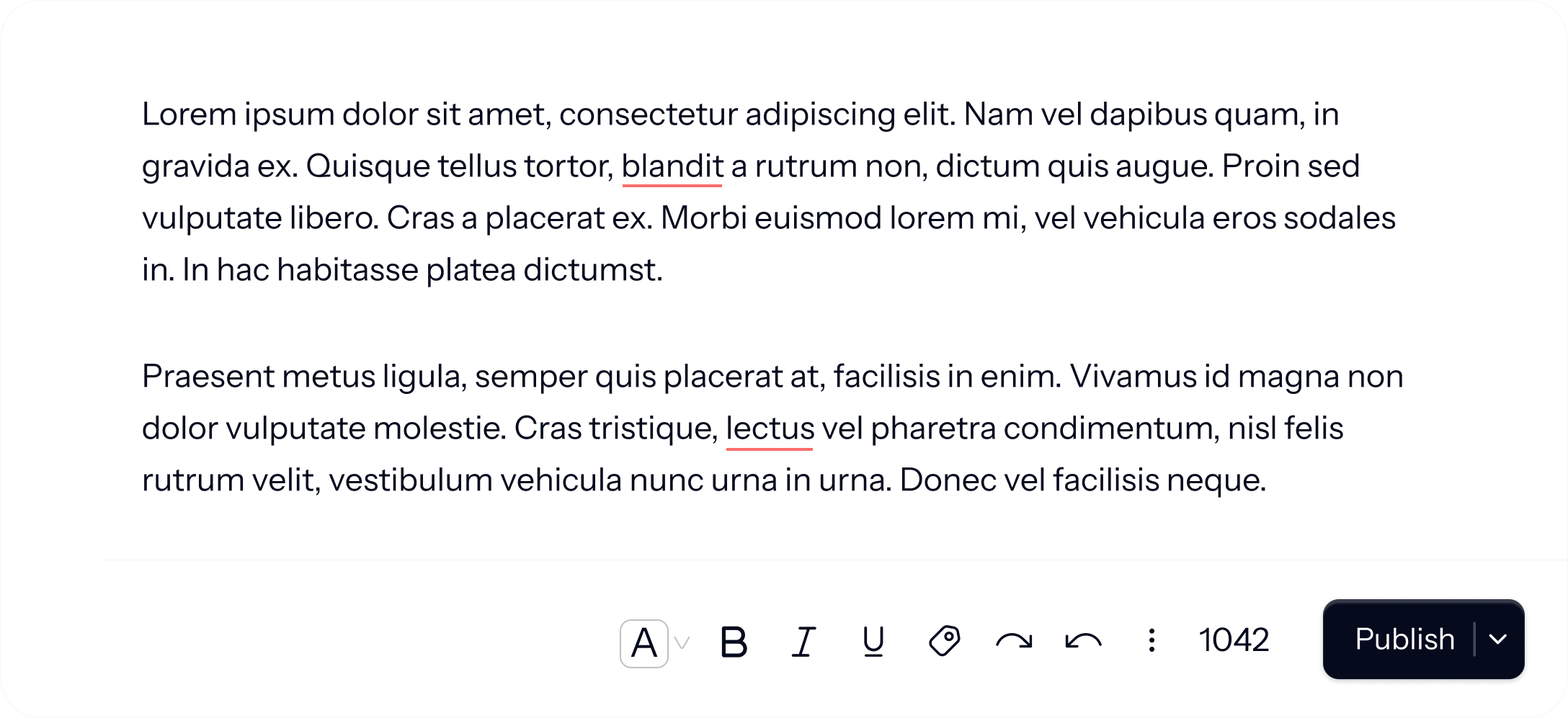 Text editor with spelling suggestions